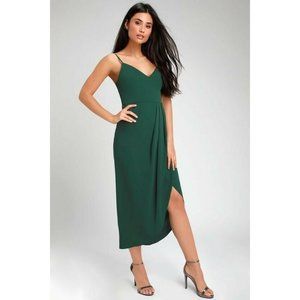 Lulu's Dress Green Reinette  Green Midi Dress Size Medium